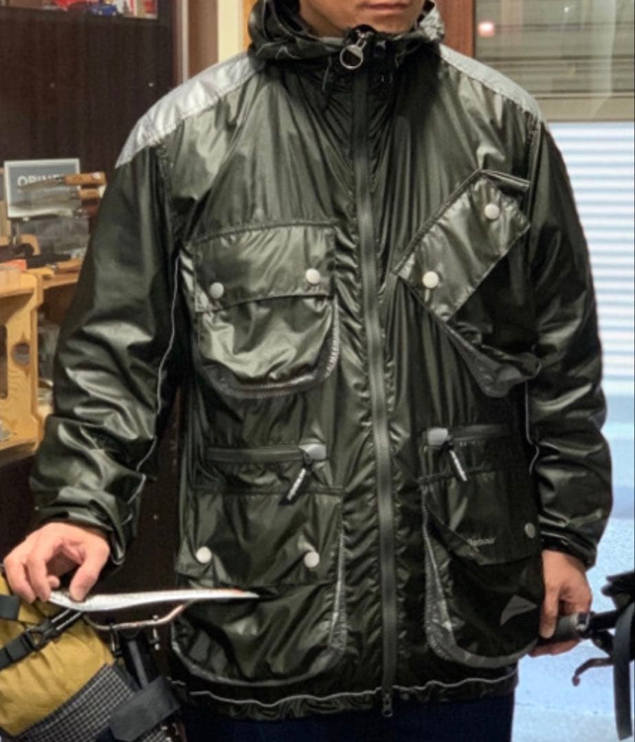 and wander×Barbour SHINY WIND HOODIE