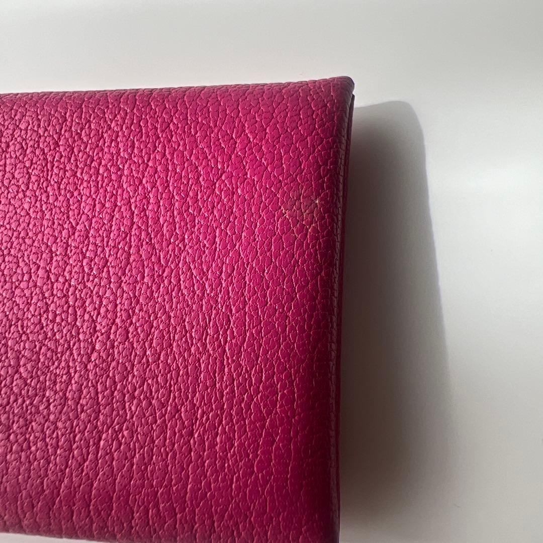 HERMES ピンク レザー 名刺入れ カードケース