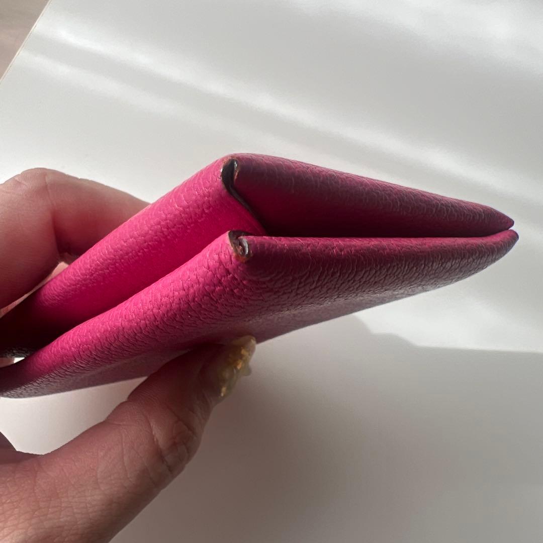 HERMES ピンク レザー 名刺入れ カードケース