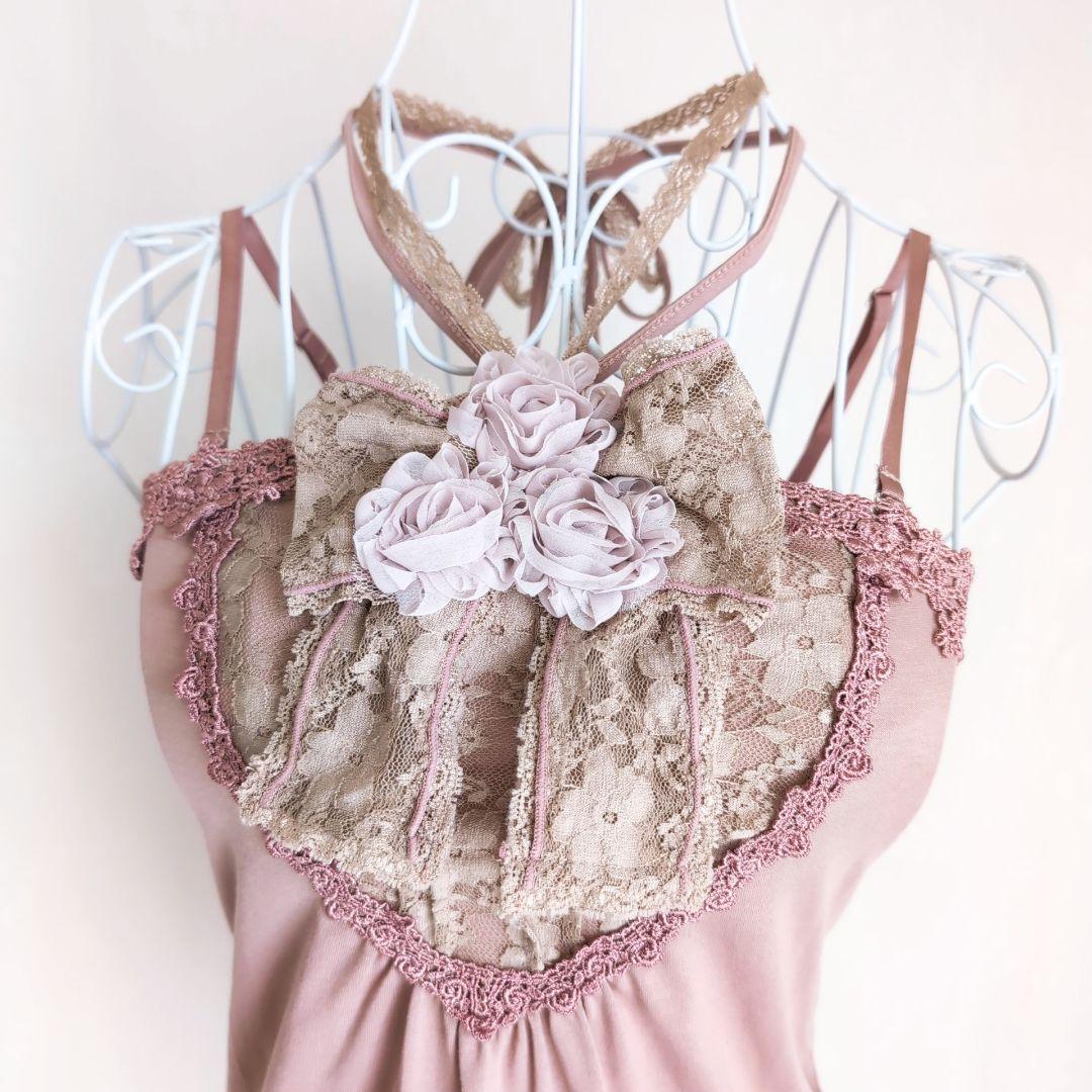 アクシーズファム♦デカリボン 巻きバラ ホルターネック キャミソール