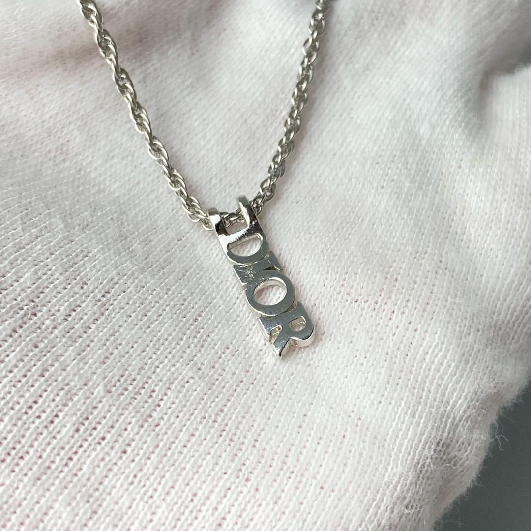 美品 DIOR ディオール ロゴ ネックレス シルバー