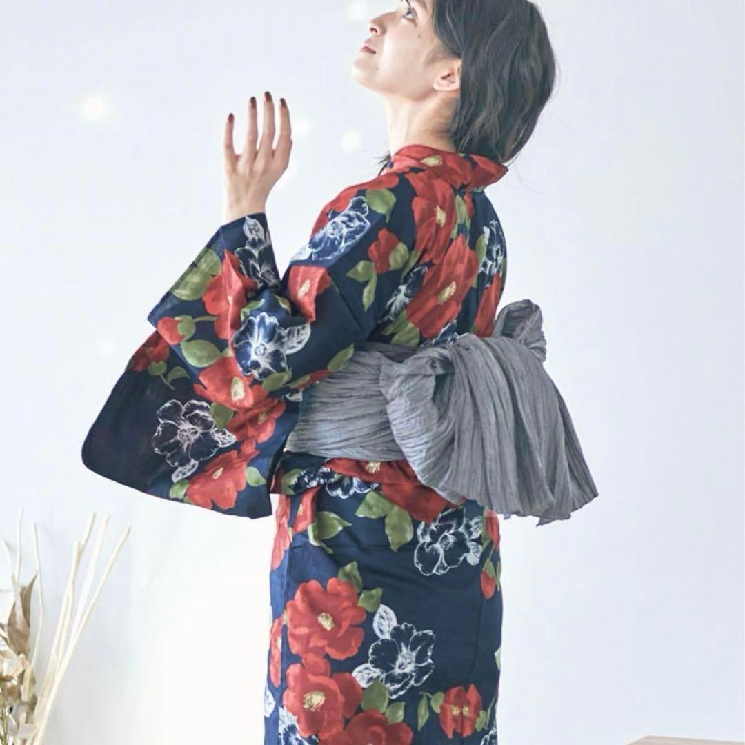 浴衣　セット　ネイビー　レッド　花柄　キャバ　ディータ　Dita
