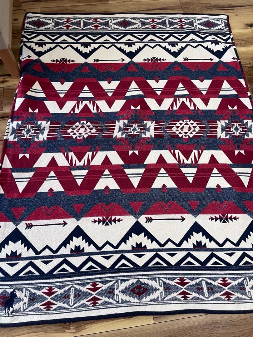 ラルフローレン　ジオメトリックパターンラグ 130✖️170 赤紺　【美品】