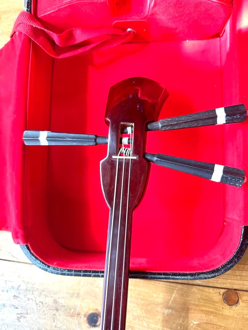 ヘビ皮製三線 本体とケース付き