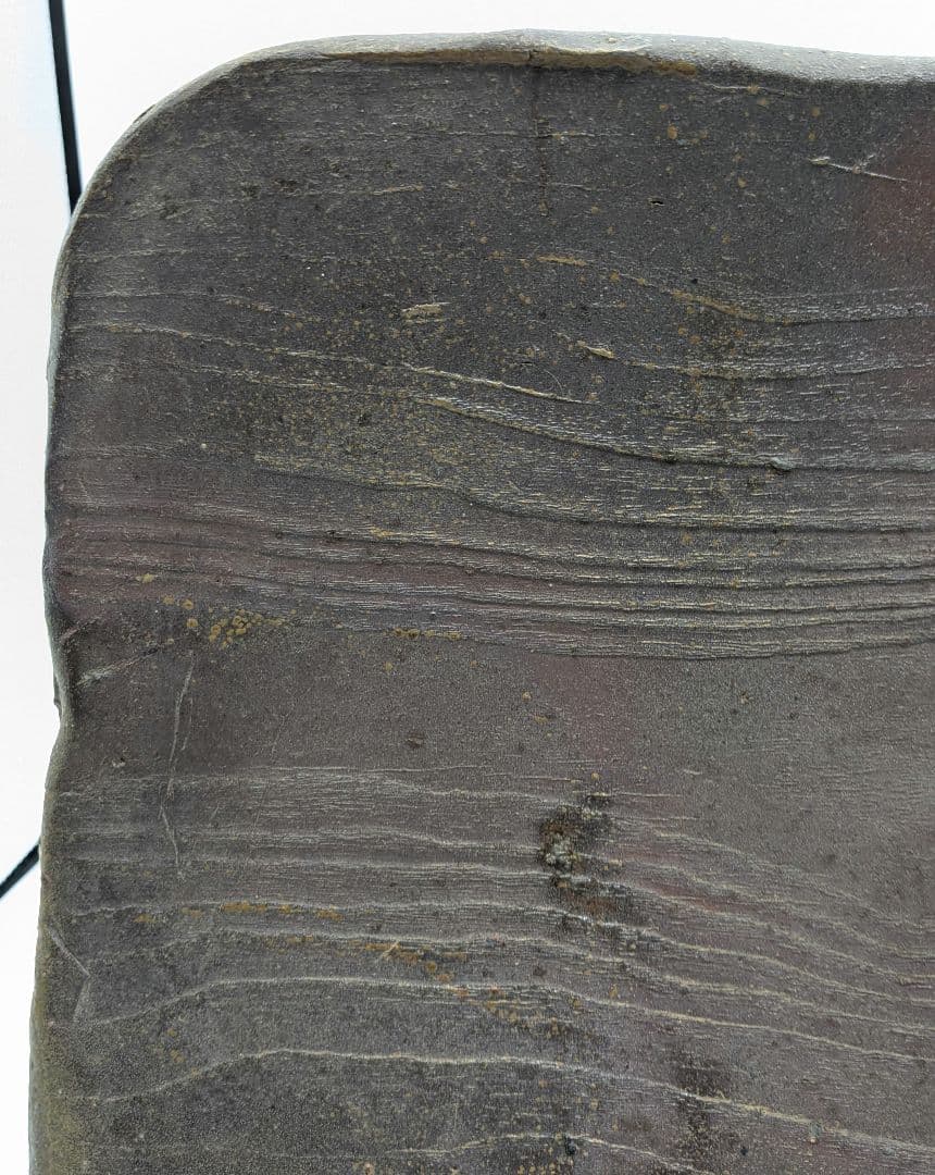 武用真 備前焼 木目四方皿 叩き皿 四方平鉢 食器 大皿 隅切角皿 盛り皿 和食