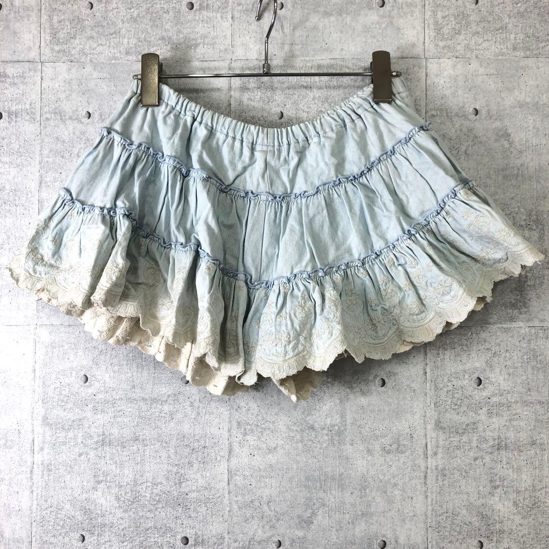 姫カジ 古着 オールド LIZ LISA クロシェフリル 刺繍 キュロット