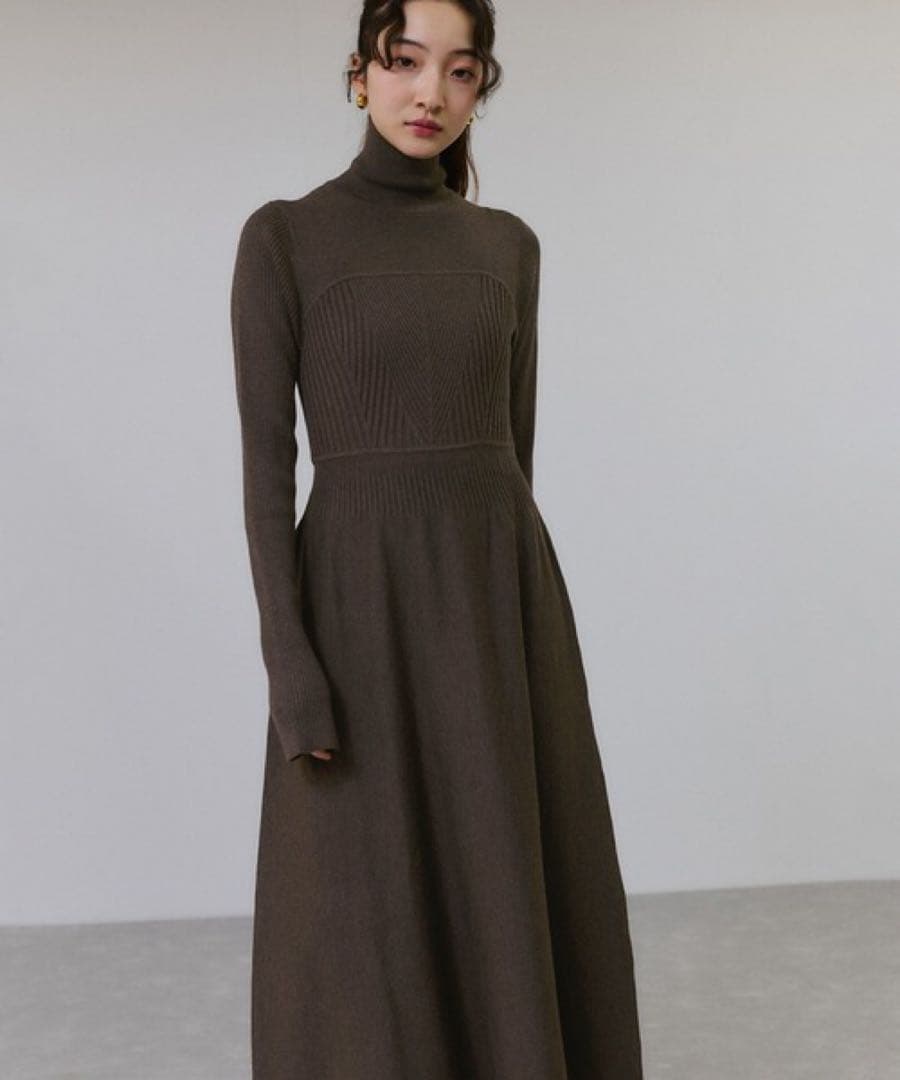 ADAM ET ROPE' MIXパターンニットワンピース