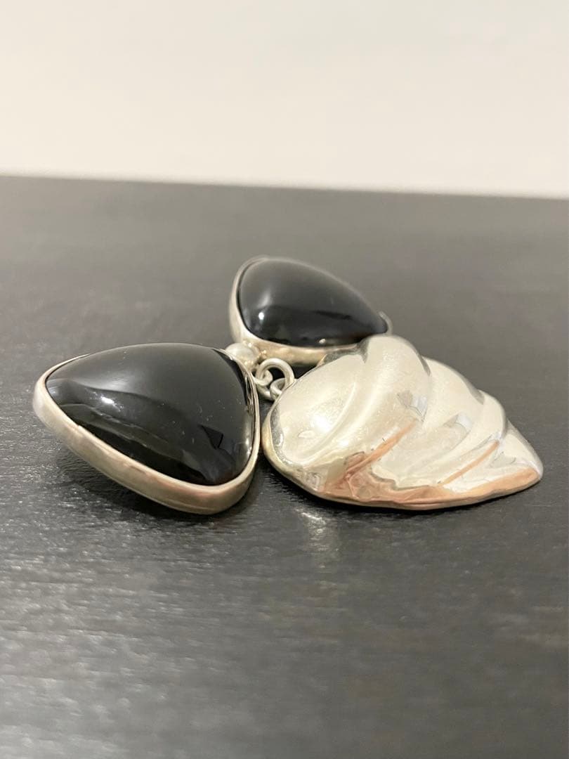 【限定特価】ヴィンテージブローチ　ブラックオニキス　メキシコシルバー