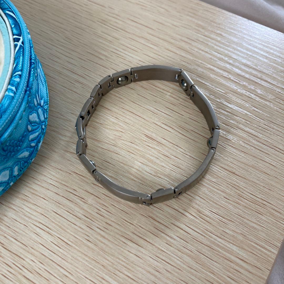 純チタン　大玉ゲルマニウム5粒　ブレスレット