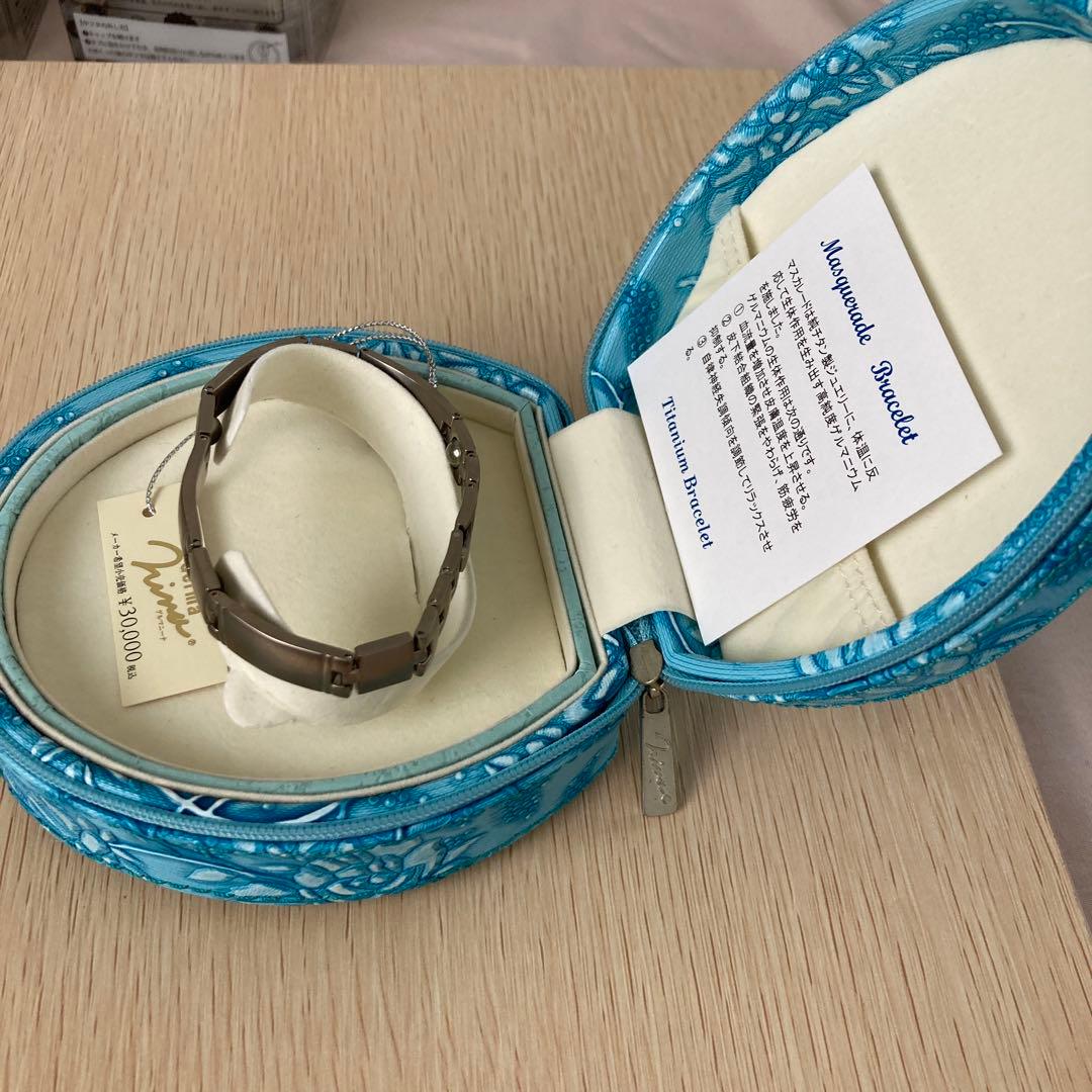 純チタン　大玉ゲルマニウム5粒　ブレスレット