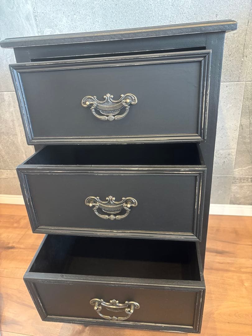 ブラック 3段チェスト