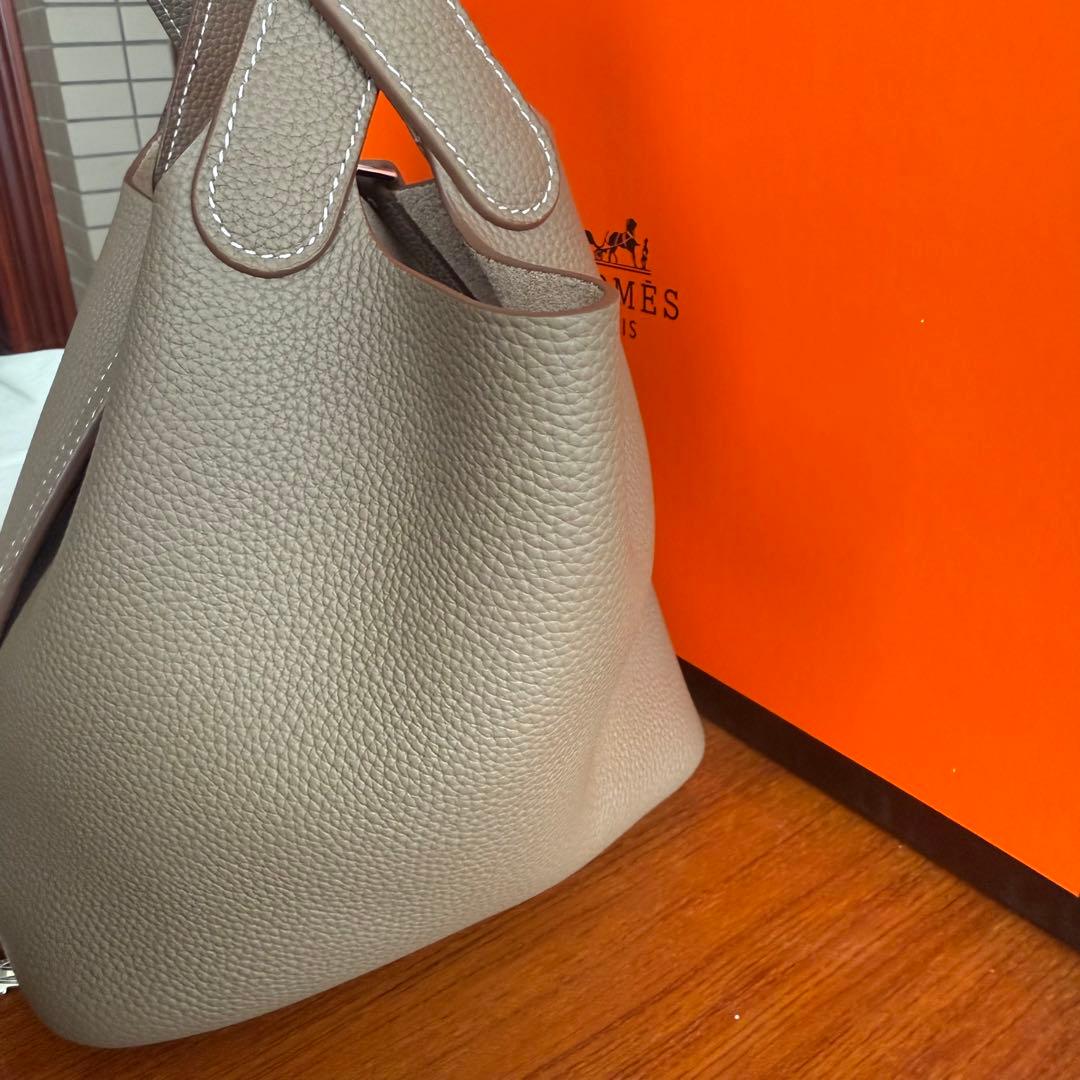 ベージュ レザートートバッグ ミニサイズ