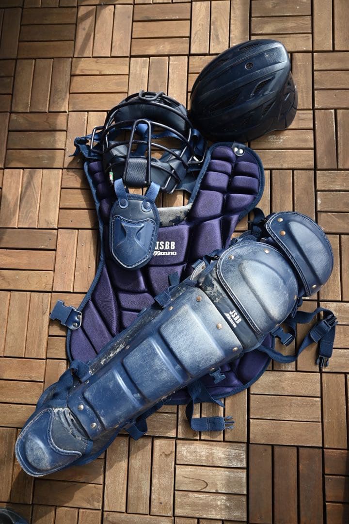 ミズノ　キャッチャー防具4点セットJSBB Lサイズ ネイビー
