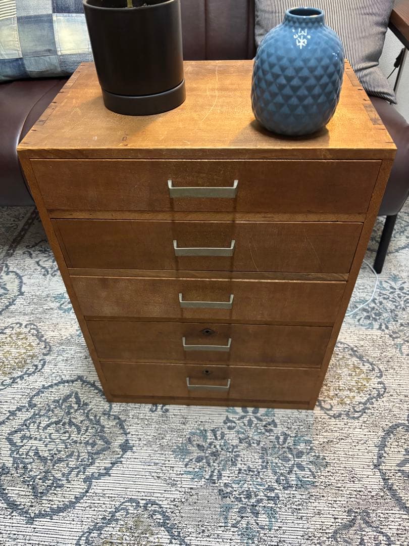 アンティーク 木製 引き出し　5段　チェスト　昭和レトロ　古家具