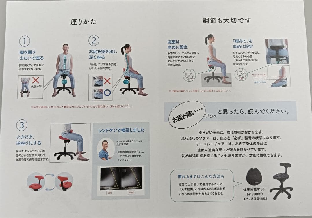 Ayur Chair アーユルチェアー オクトパス　猫背