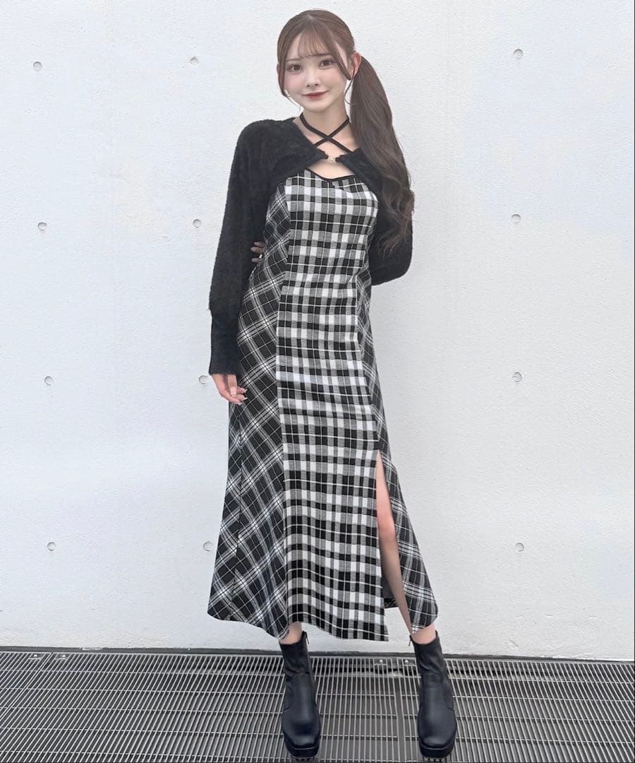 NOMAE onewayジャギーボレロロングチェックワンピース