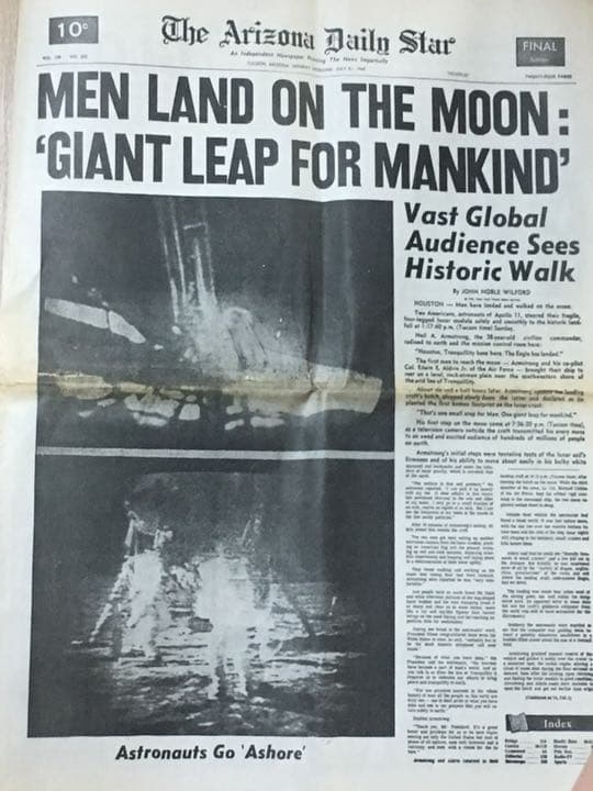 アポロ11号が月面着陸した当時の新聞