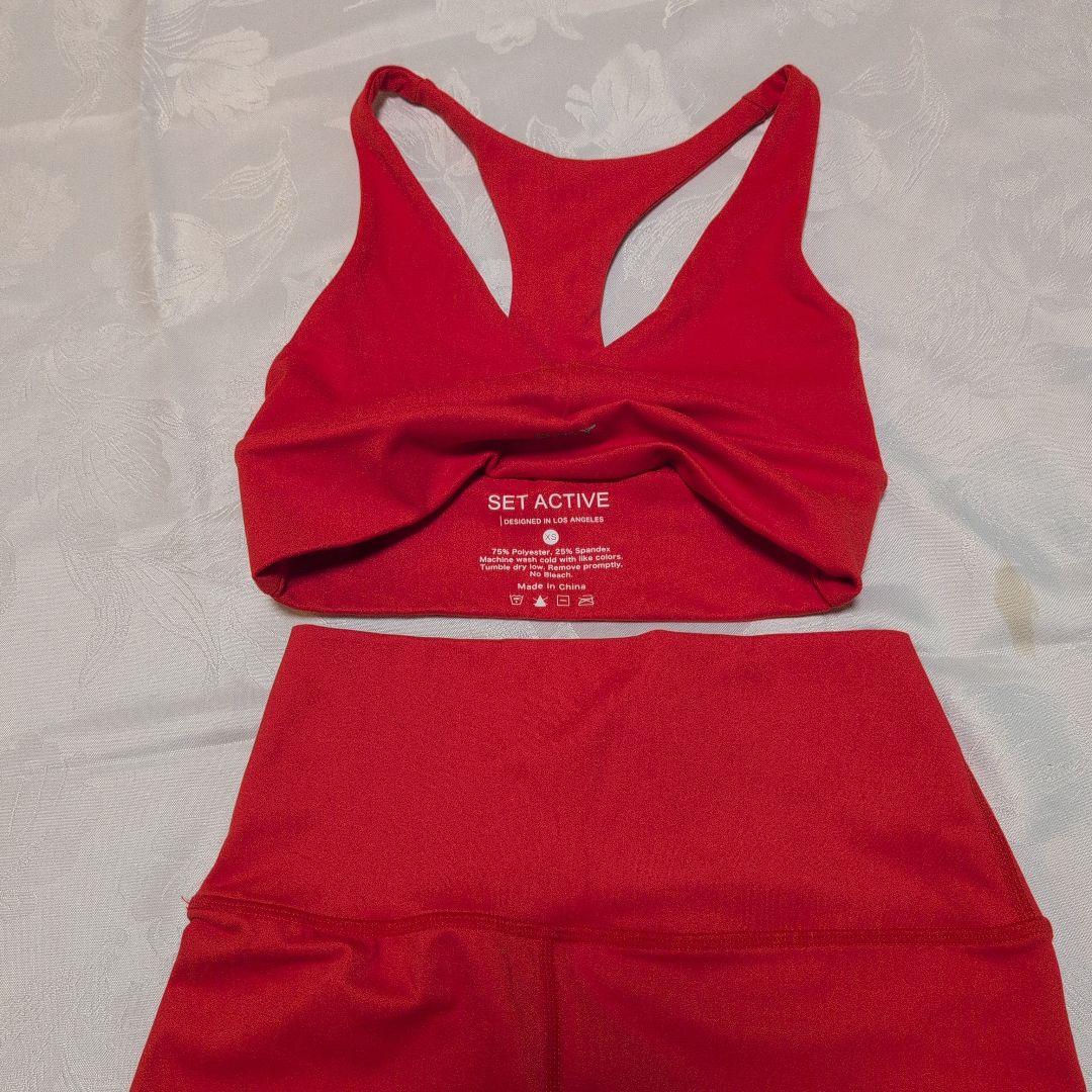 SET ACTIVE 赤 ブラトップとショートパンツ セット