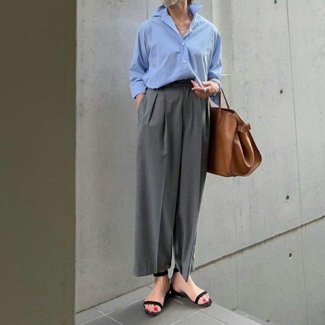 JULYNINE　グレイスグレイ　タックパンツ　グレー　日本製　Ｍ