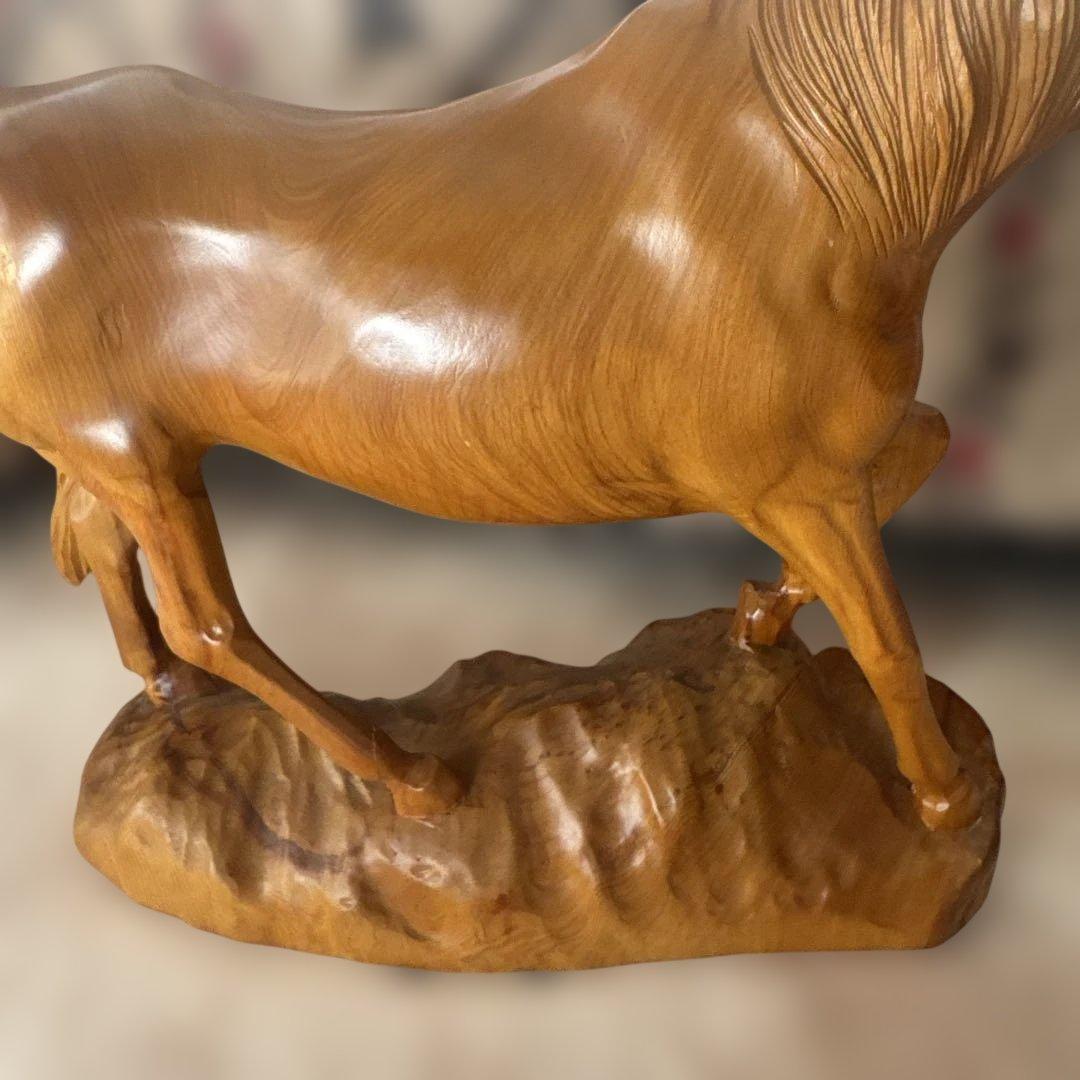 レトロ 木製 馬 ウッド オブジェ ホース 木彫り