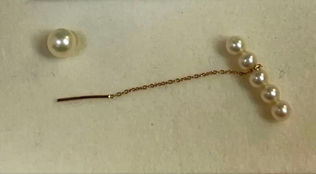 【美品】MINIMUM NUTS K18YG 淡水パール　アメリカンピアス