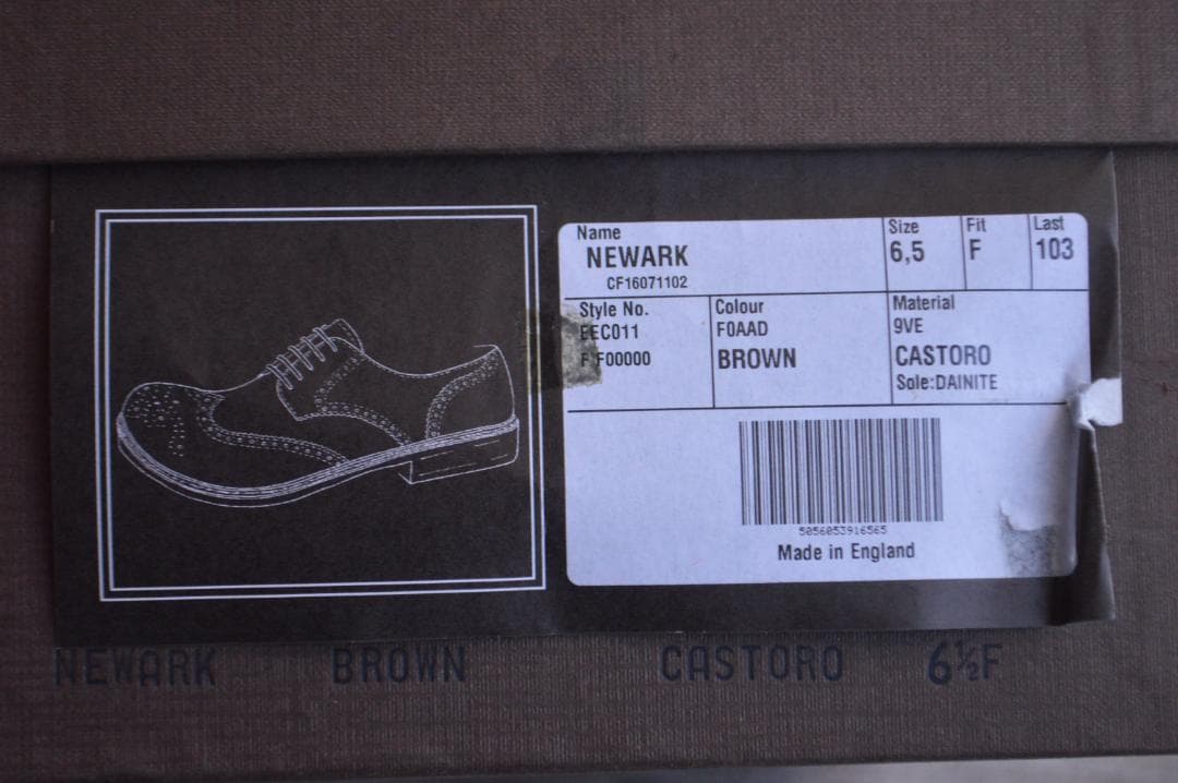 着用1回　CHURCH'S　NEWARK　65F　ダークブラウン　103ラスト