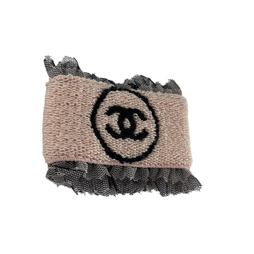 美品　CHANEL シャネル　リストバンド　ココマーク　パイル　レース　フリル