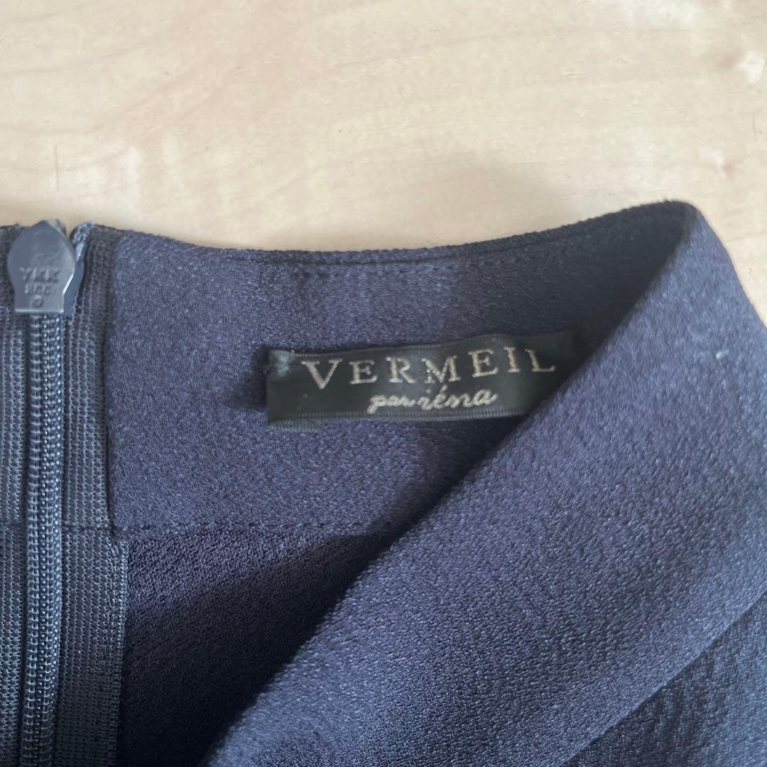 イエナ　アセテートバックサテンジョーゼットワンピース　ネイビー