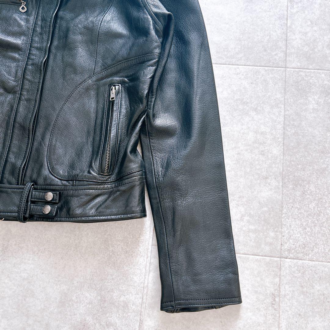 【極美品✨】ハーレーダビッドソン ライダースジャケット 革ジャン バラ刺繍 黒