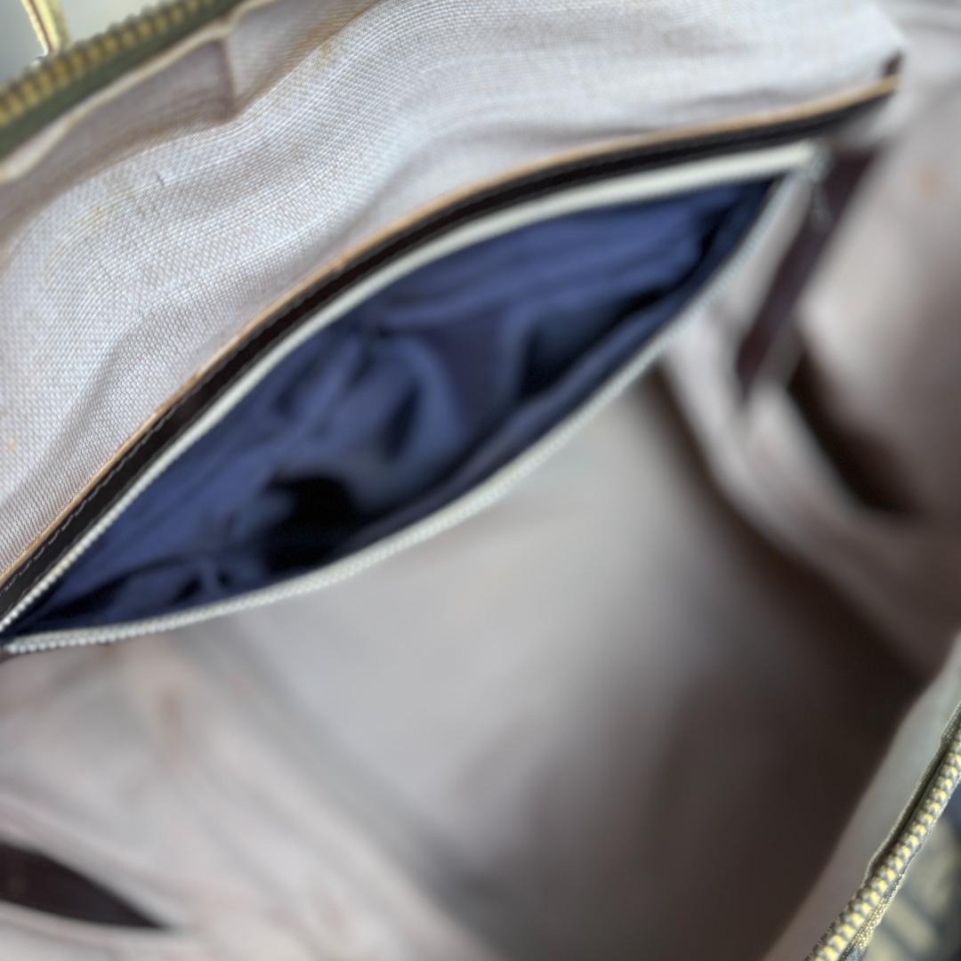 FENDI ボストンバッグ 特大 ズッカ キャンバス　レザー ブラウン 大容量