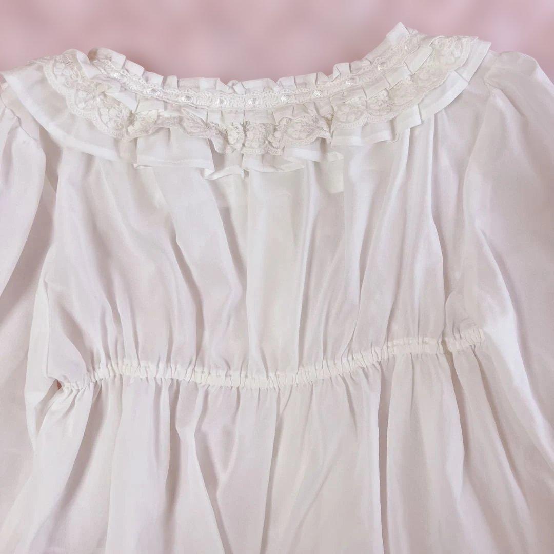 【美品】BABY, フリルシフォンブラウス　ホワイト