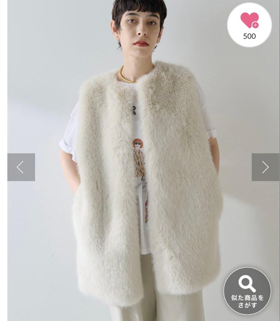 Whim Gazette フェイクファークルーネックジレ