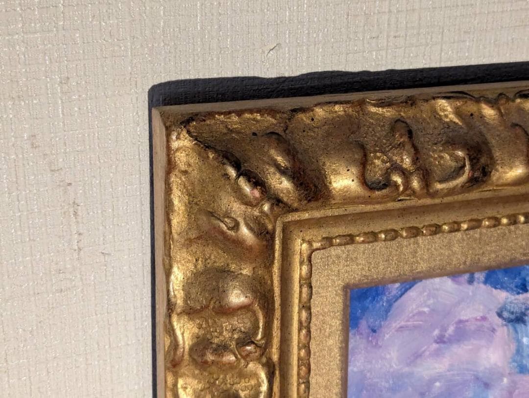 【真作】絵画　井手宣通　油彩6号　白い夜の雲　熱海にて　夜の港町　Z64