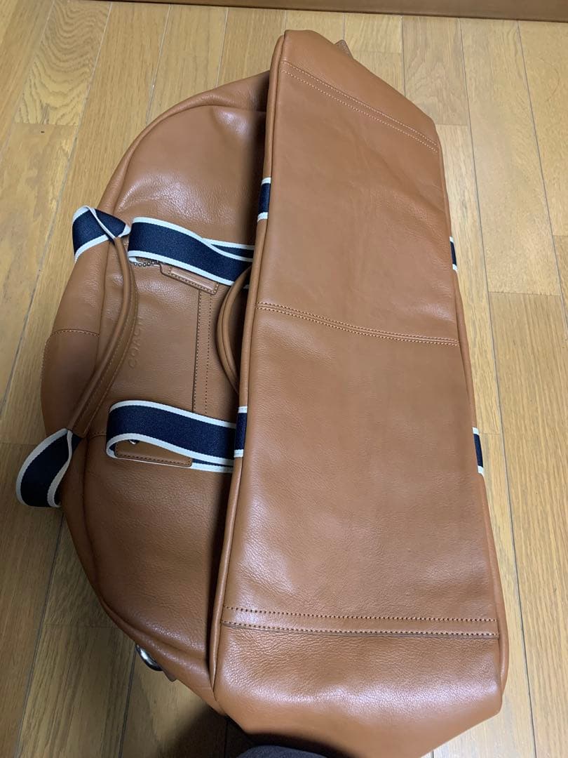 COACH ボストンバッグ ブラウン ストライプ
