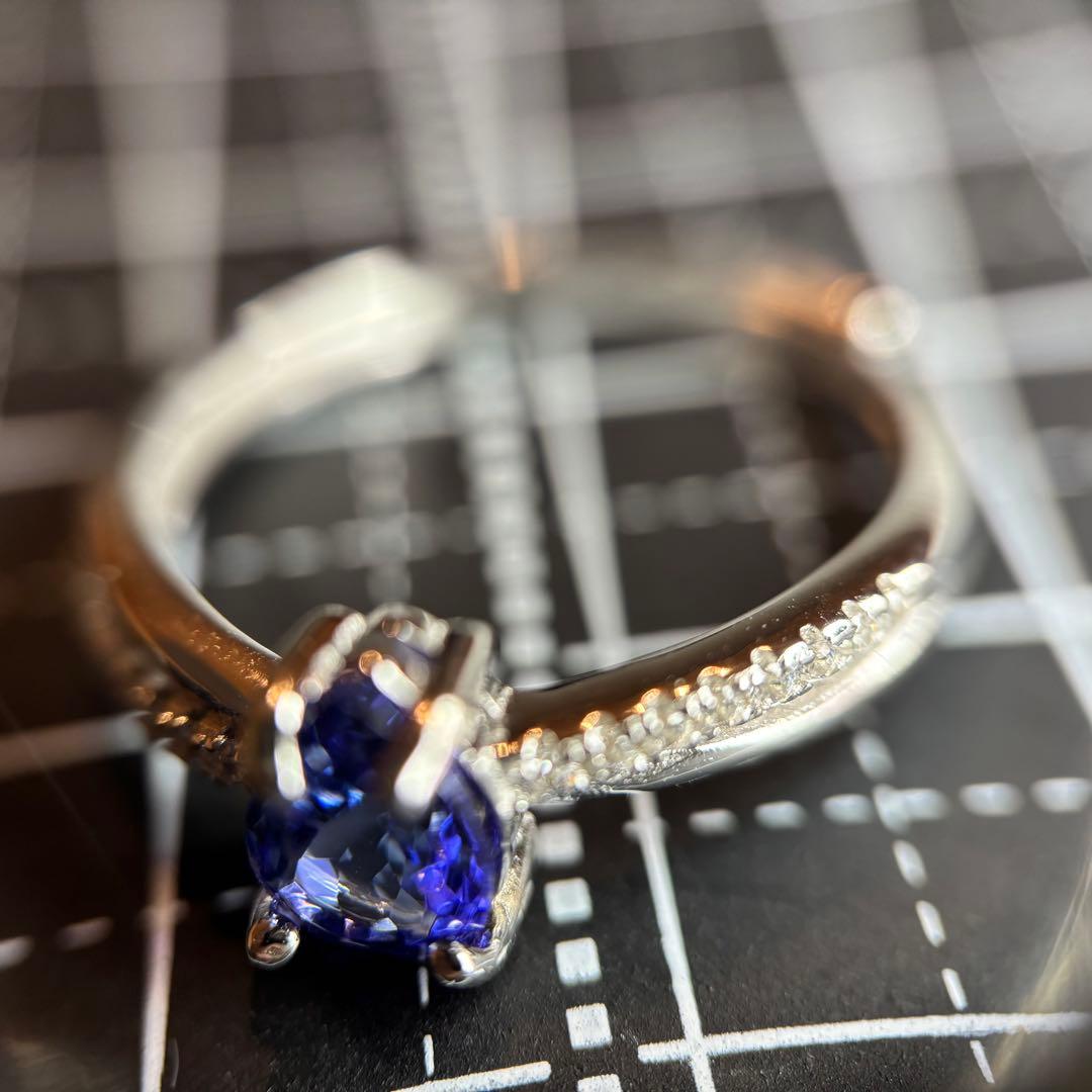 鑑別メモ付き　天然石　タンザナイト　リング　フリーサイズ