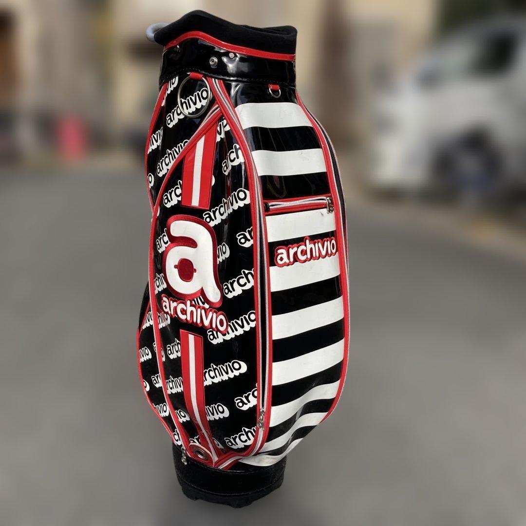 archivio キャディバッグ 黒/白/赤エナメル