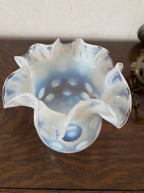 フェントン　オパールセント　ドット　ランプシェード　ビンテージ硝子シェード