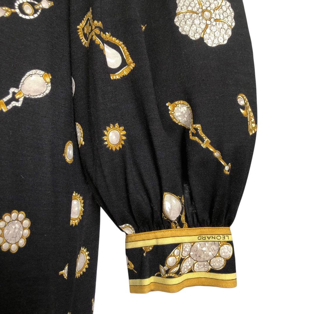 LEONARD⭐️レオナール ジュエリー柄 ワンピース ロング Lサイズ ブラック