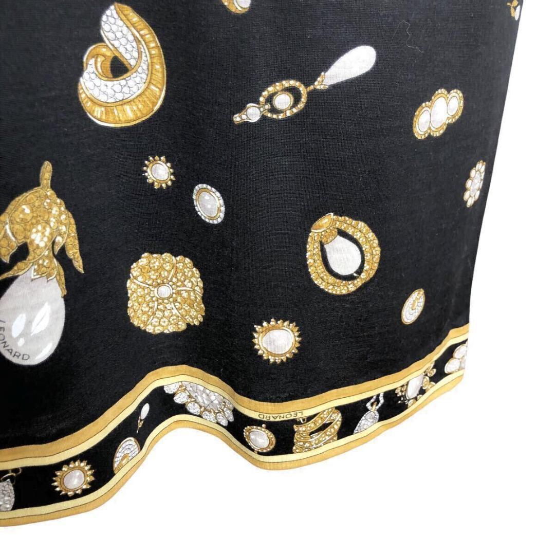 LEONARD⭐️レオナール ジュエリー柄 ワンピース ロング Lサイズ ブラック