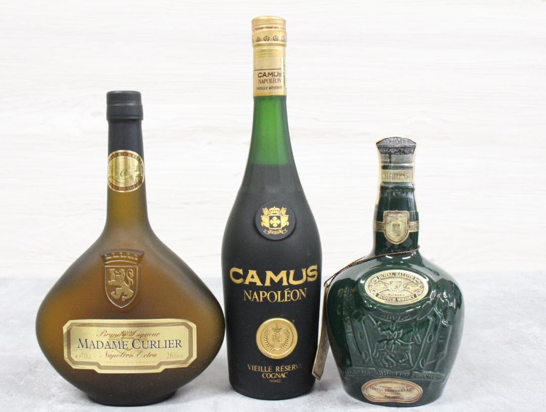 ▲未開栓/古酒 3本セット ロイヤルサルート21年 カミュ ブランデーウイスキー