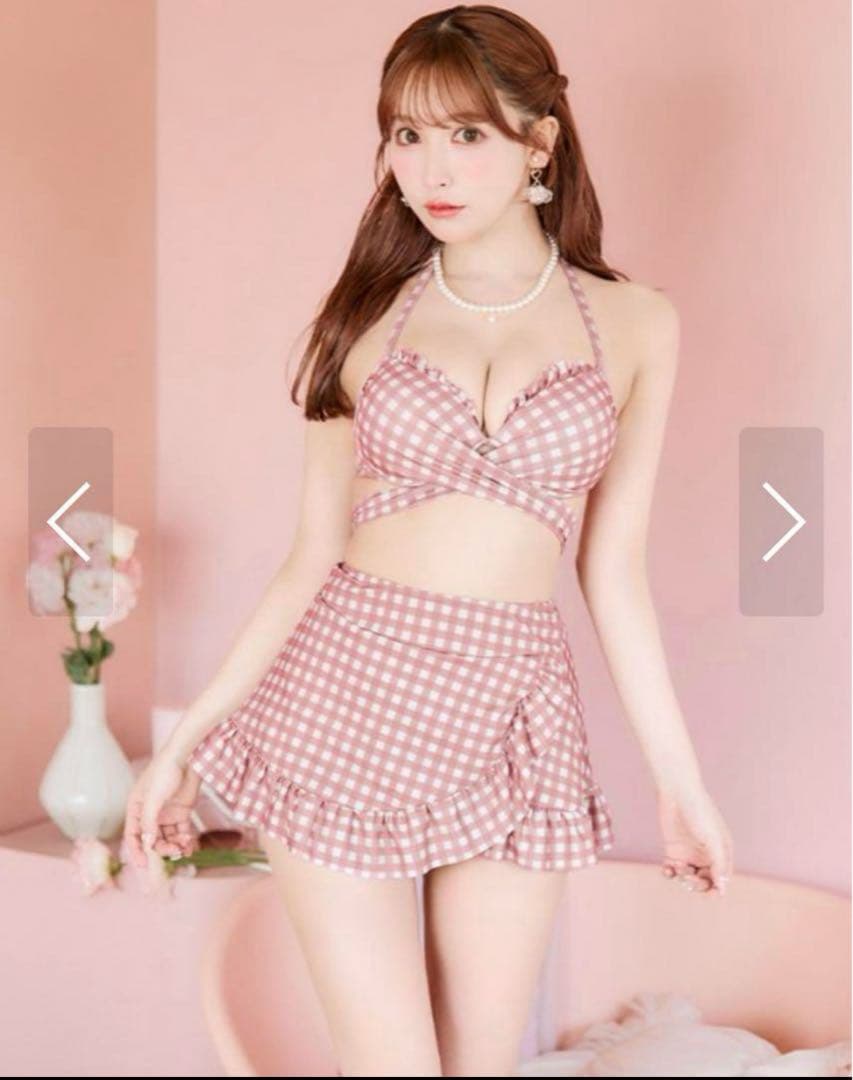 ピンク チェック柄 セパレート水着