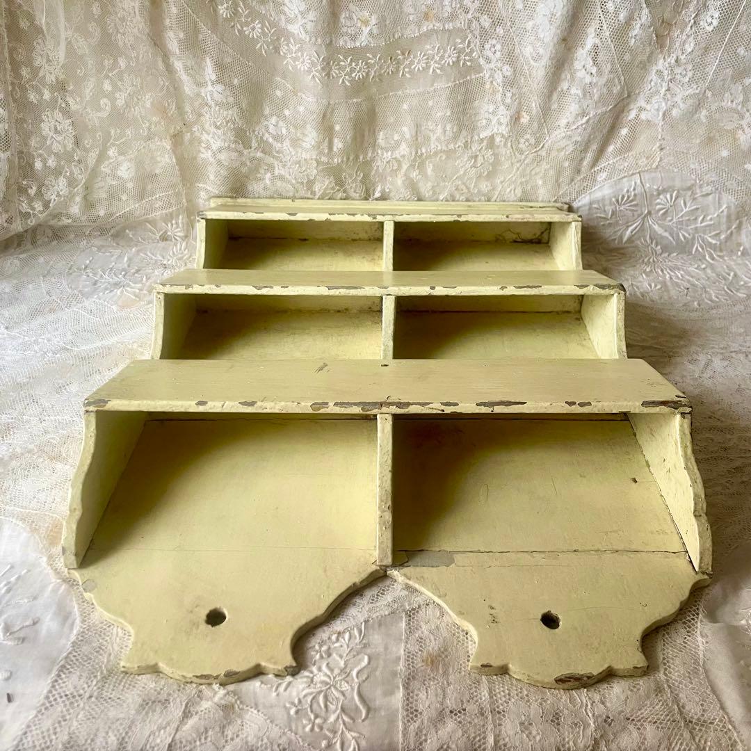 木製レターラック　ポストカードホルダー　オリジナルペイント　フランスアンティーク