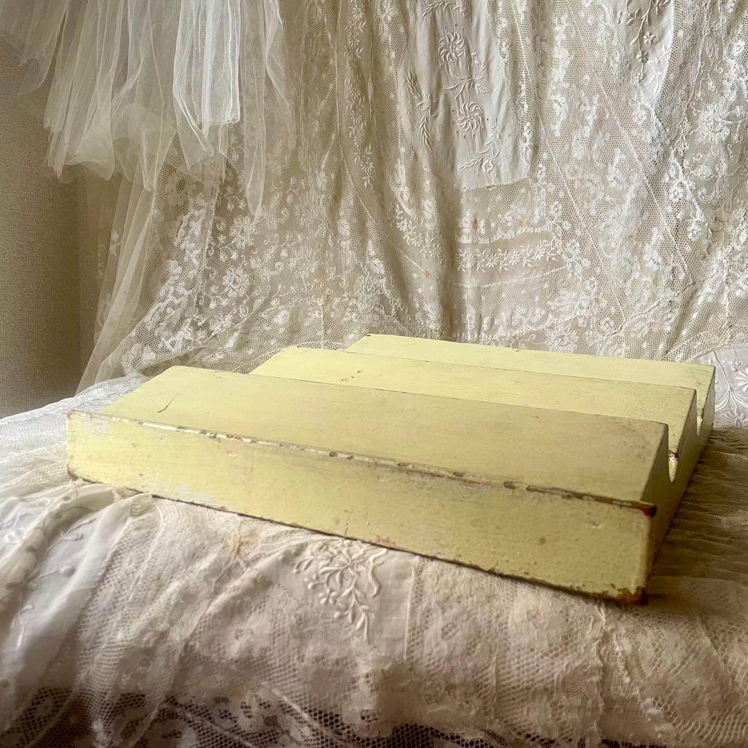 木製レターラック　ポストカードホルダー　オリジナルペイント　フランスアンティーク