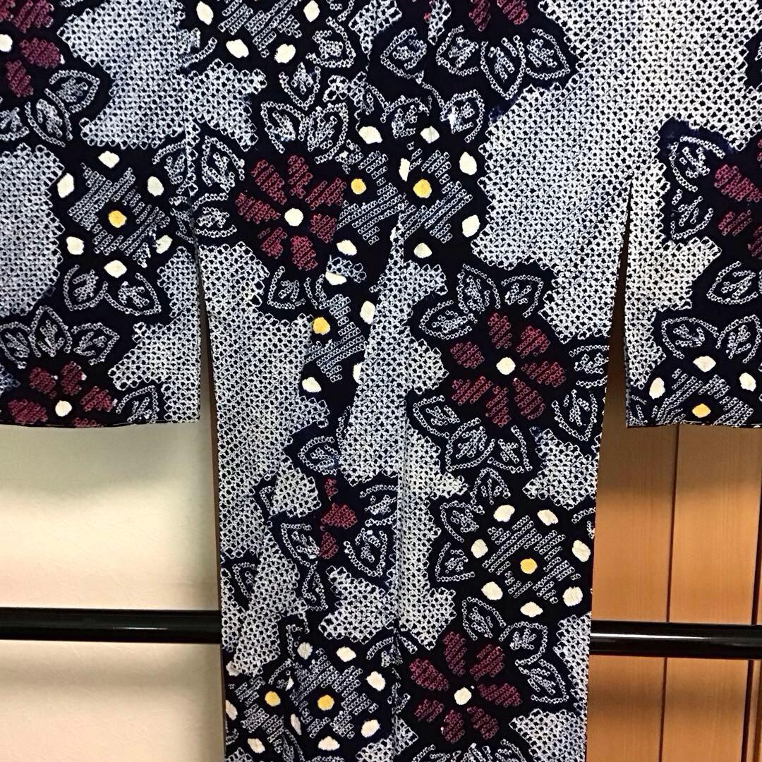 しつけ付☆未使用☆本場有松絞り☆誂え浴衣☆藍色☆身丈164☆裄丈66☆匿名発送