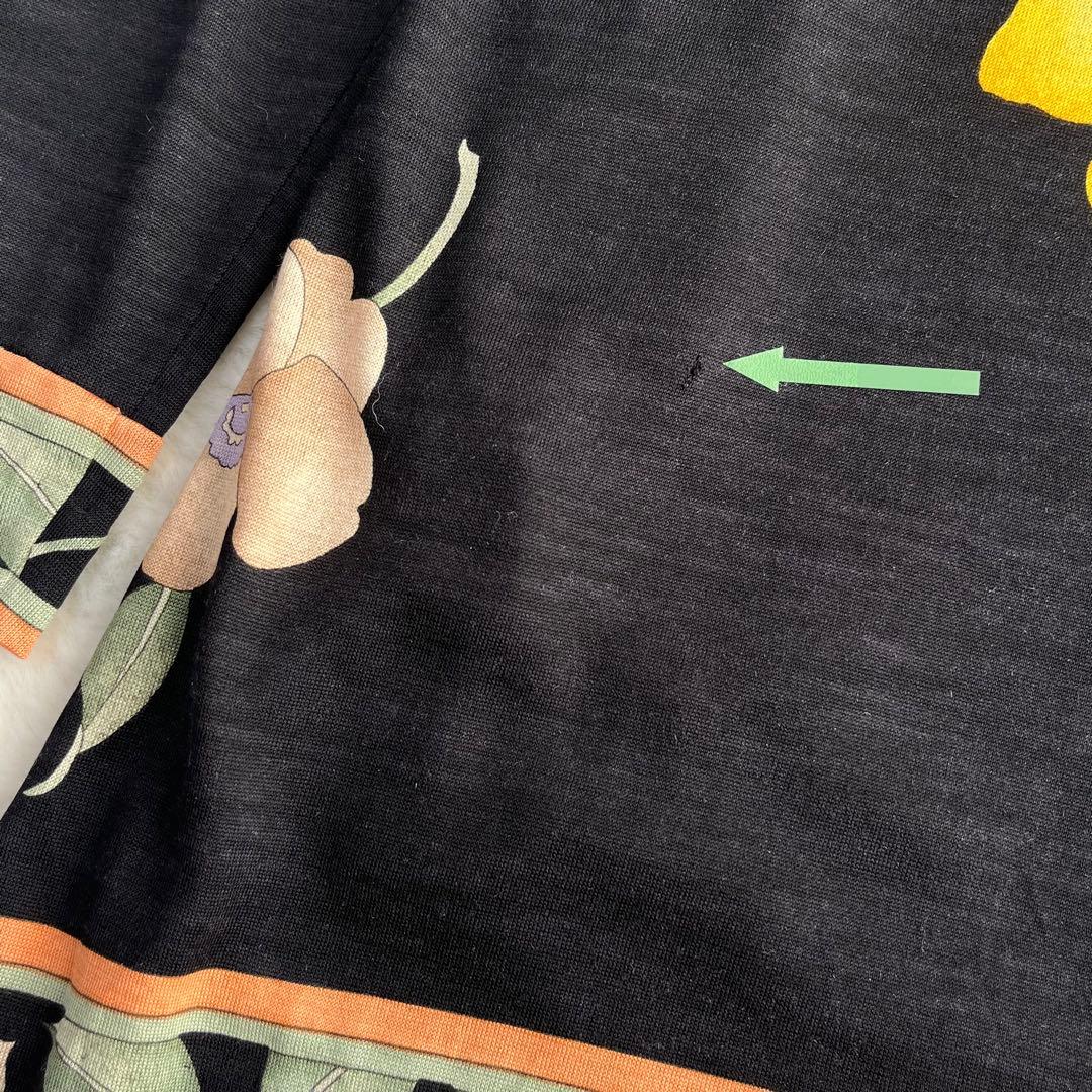 レオナール ウールシルク タートルネックカットソー 花柄 ストレッチ 丈長 M