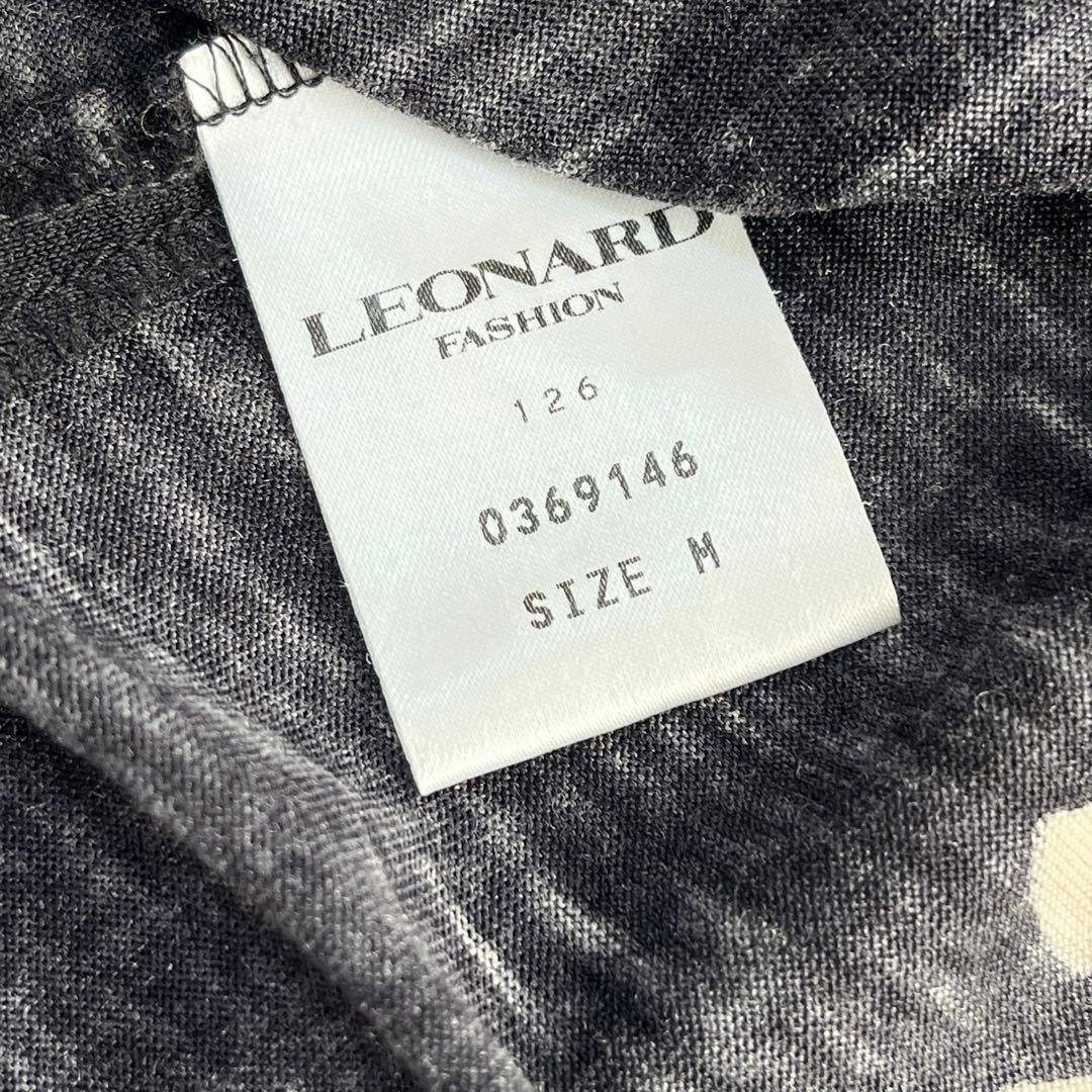 レオナール ウールシルク タートルネックカットソー 花柄 ストレッチ 丈長 M