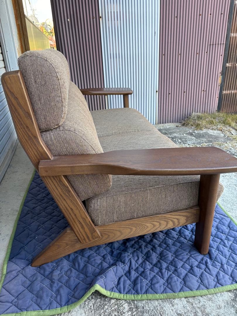 美品 ナガノインテリア 3Pソファ 天然木 LC048