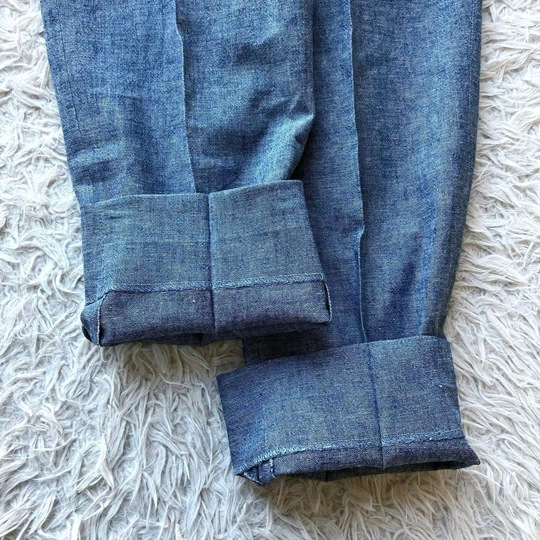【美品 イタリア製 L】スティレラティーノ　スラックス　ブルー　コットン100%