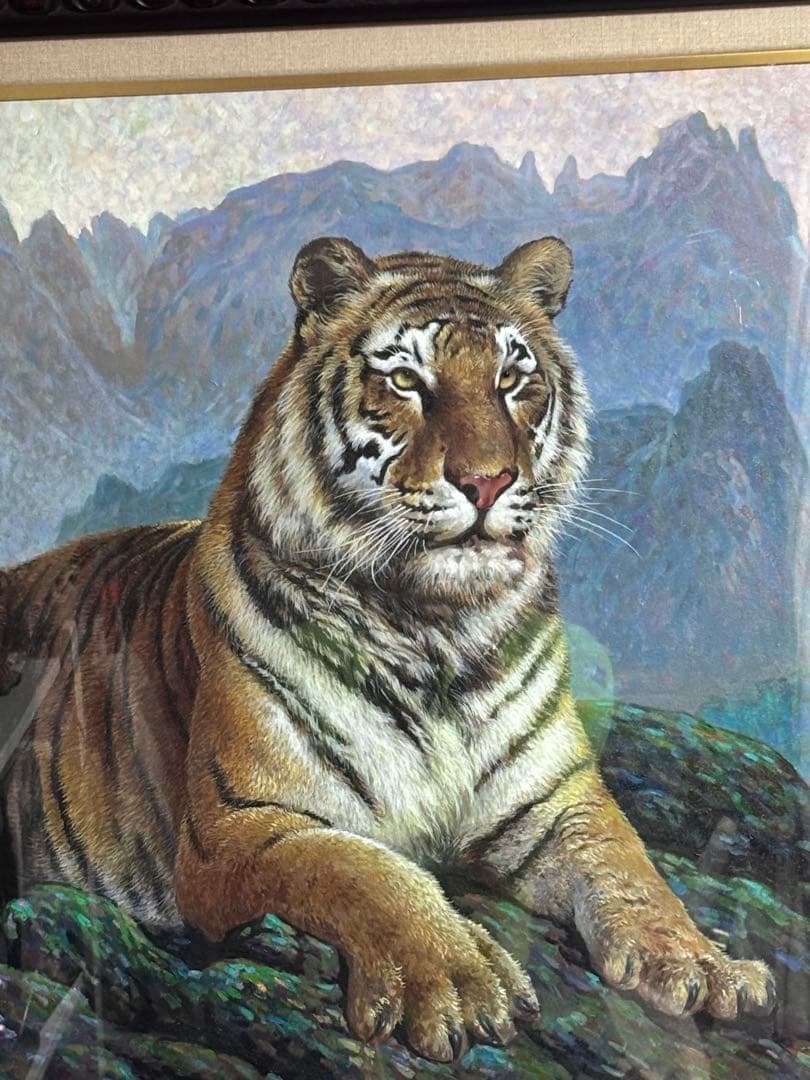 故・呉之東(名画)虎画・油彩 15号 中国美術巨匠 日本中国文化訪問団の団長