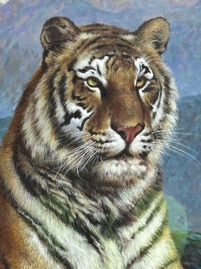 故・呉之東(名画)虎画・油彩 15号 中国美術巨匠 日本中国文化訪問団の団長